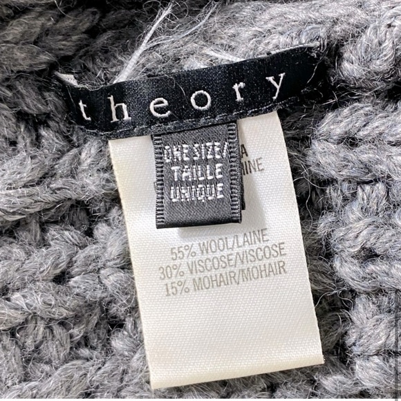 5/$25 Theory Grey Wool Viscose Mohair Blend Knit Toque Beanie Hat - Picture 9 of 12